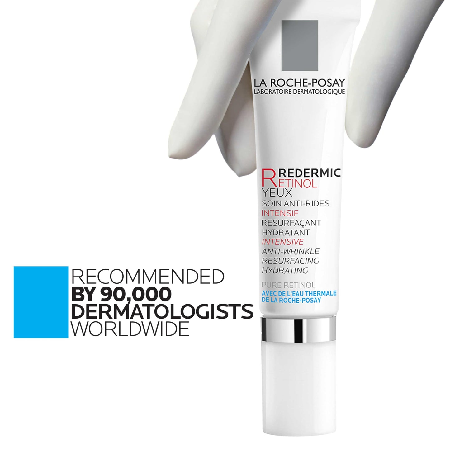 Side view of La Roche-Posay sensitive skin retinol eye treatment tube