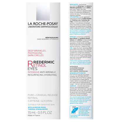 Dermatological anti-aging eye cream by La Roche-Posay showing 15ml size marker