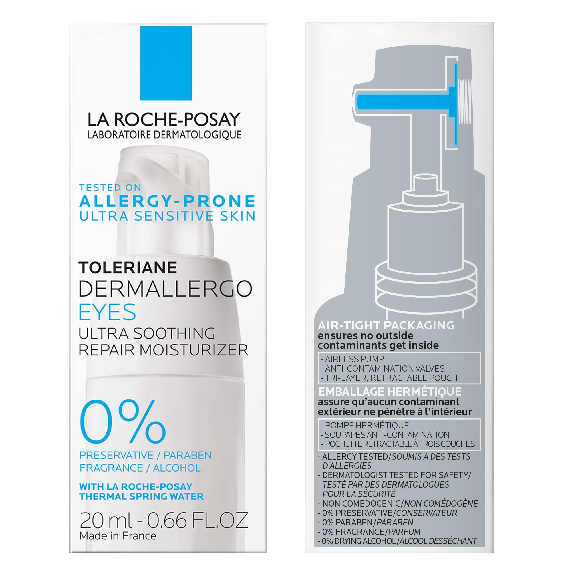 La Roche-Posay under eye repair moisturizer packaging showing fragrance free details