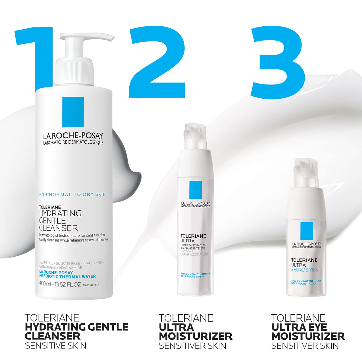 La Roche-Posay Toleriane Dermallergo Eye Cream sensitive skincare routine setup