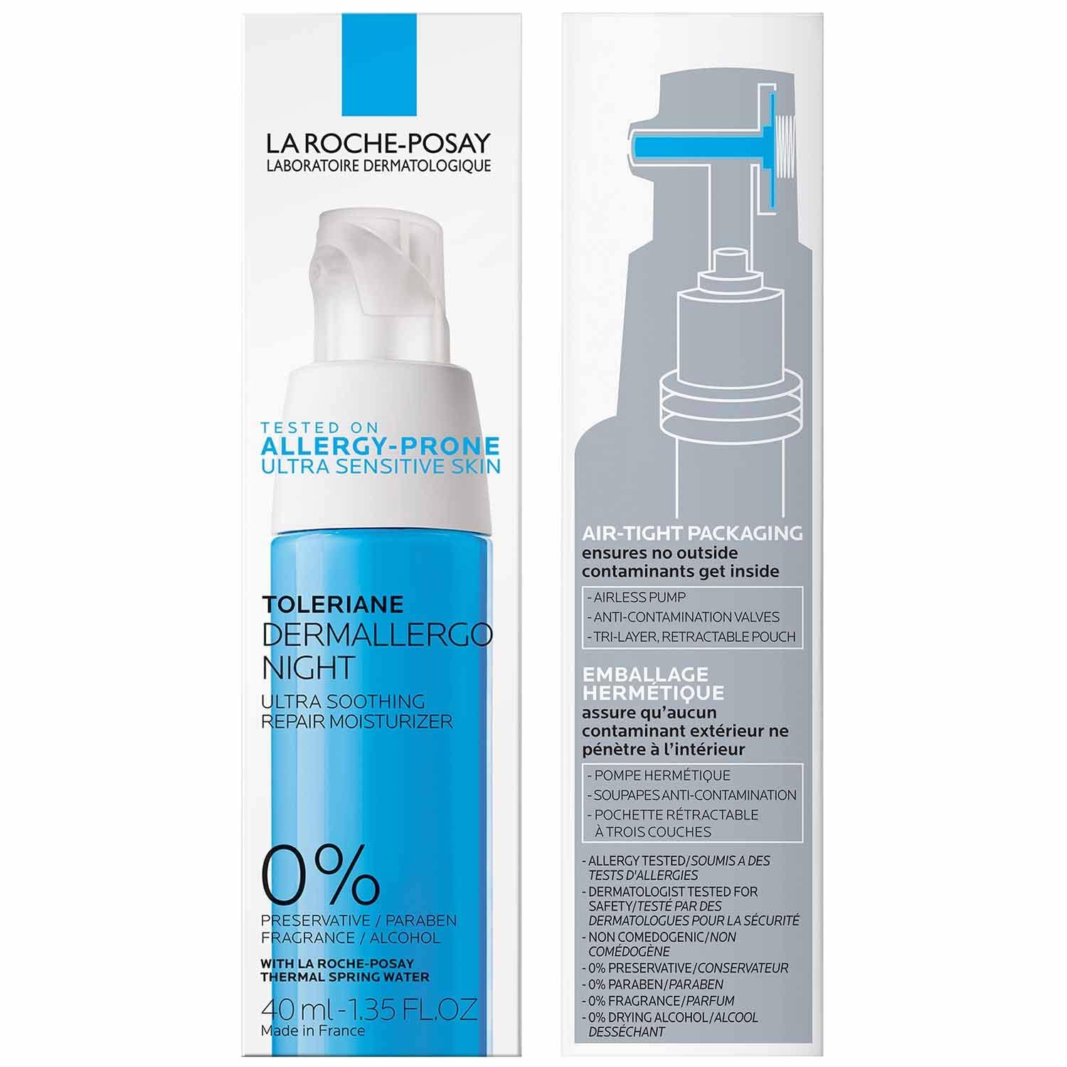 La Roche-Posay Toleriane Dermallergo intense soothing night moisturizer packaging box details