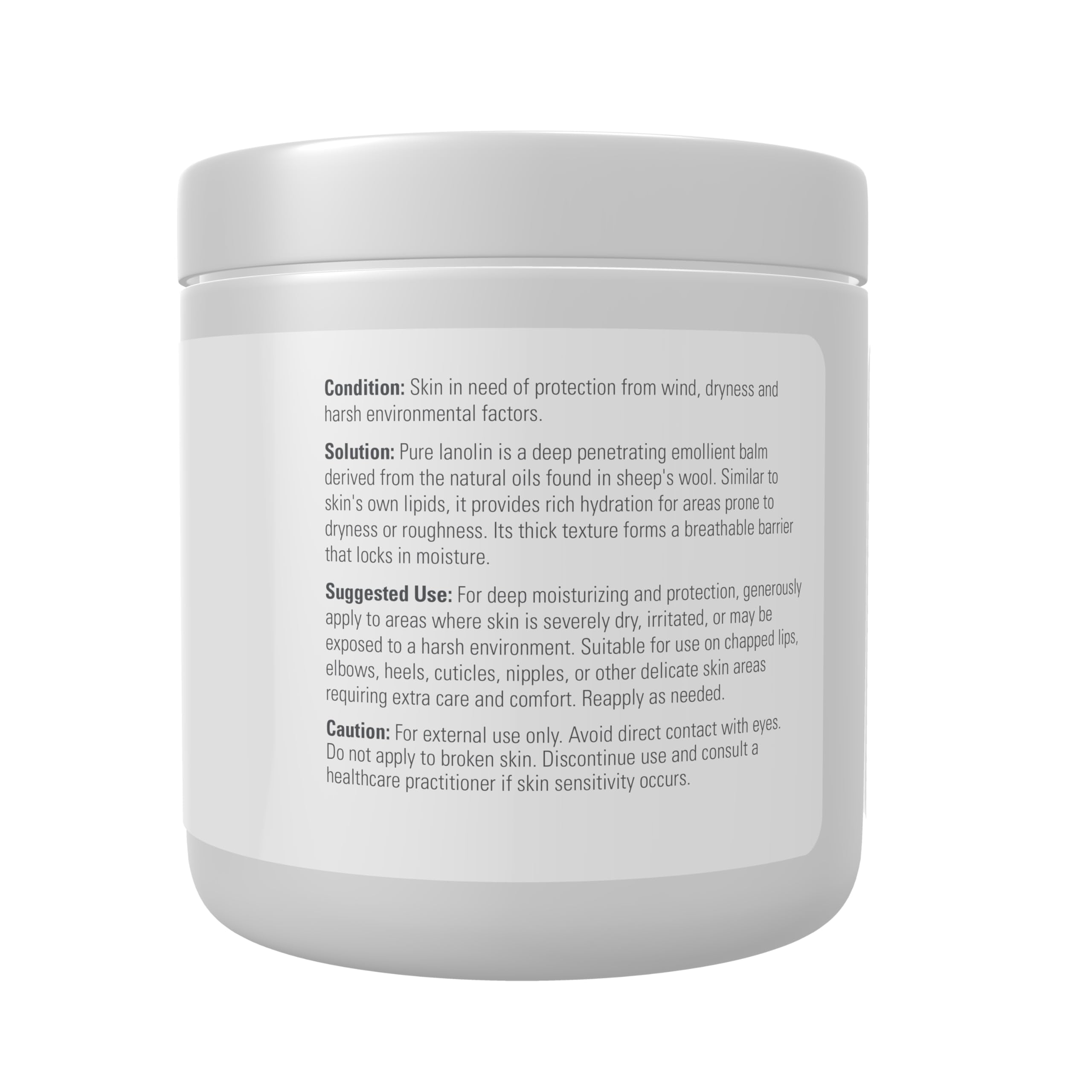 NOW Solutions 7 Ounce pure lanolin thick jelly skin protectant label close up