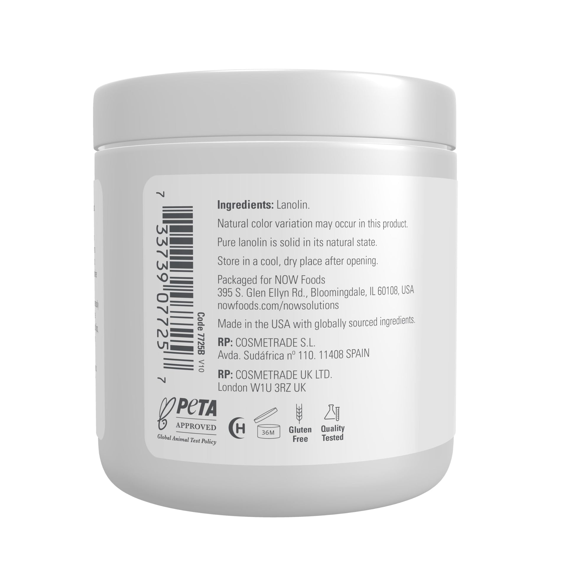 Authentic USA imported NOW Foods pure lanolin ointment for cracked heels and elbows