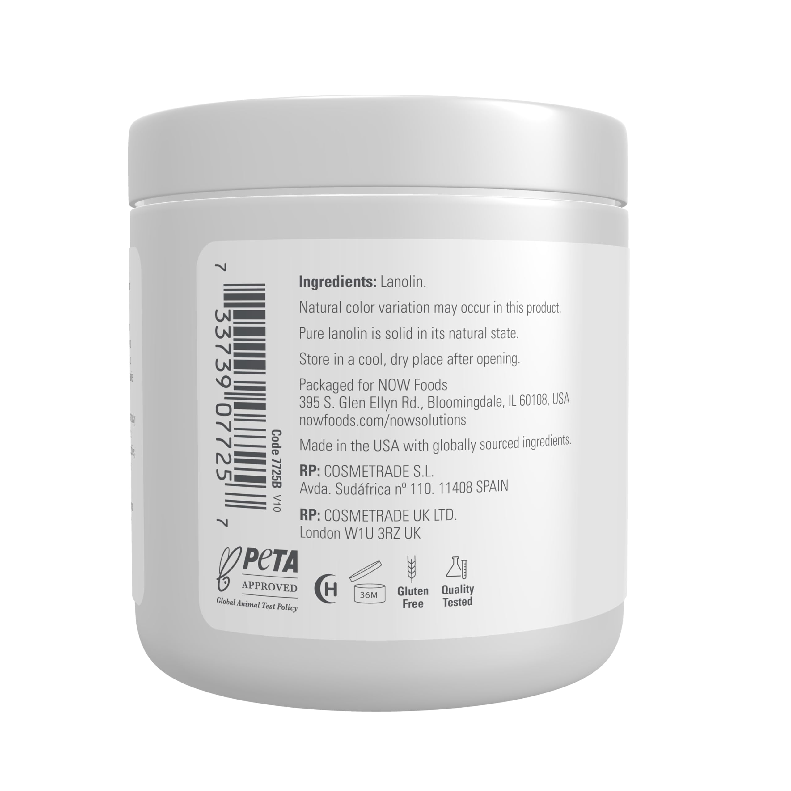 Authentic USA imported NOW Foods pure lanolin ointment for cracked heels and elbows