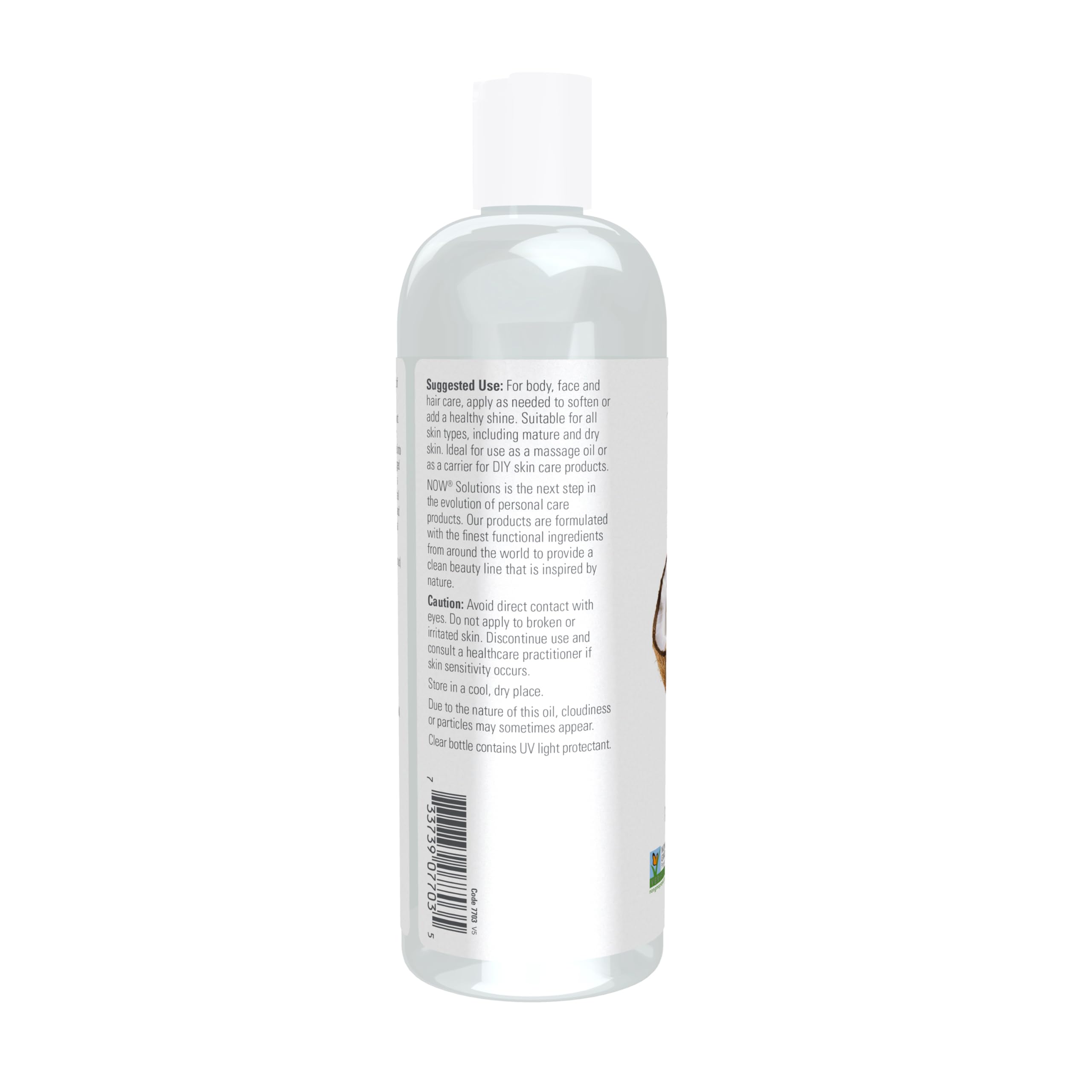 Now Foods Liquid Coconut Oil clear texture demonstration on skin