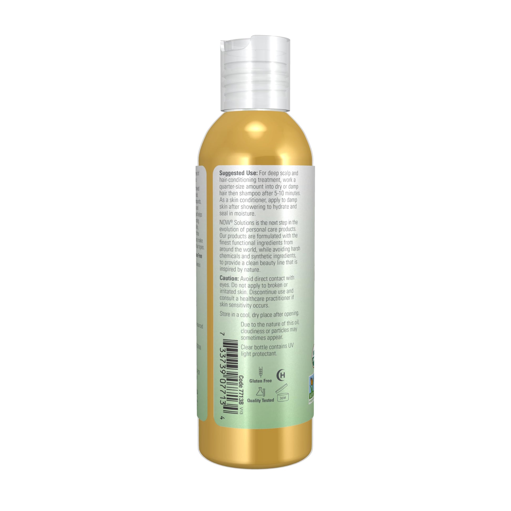 Side profile of the amber plastic bottle highlighting the clear fluid consistency of the pure jojoba liquid wax.