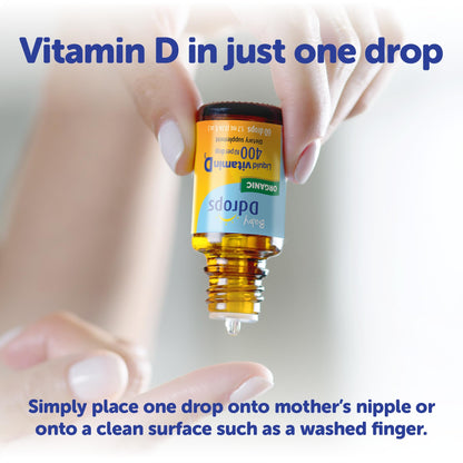 Back label of Baby Ddrops showing product safety certifications and nutritional directions.