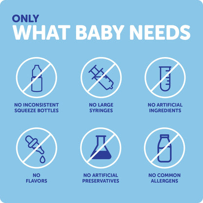 Authentic Ddrops Baby liquid vitamin D3 highlighting its gluten-free and non-GMO properties.