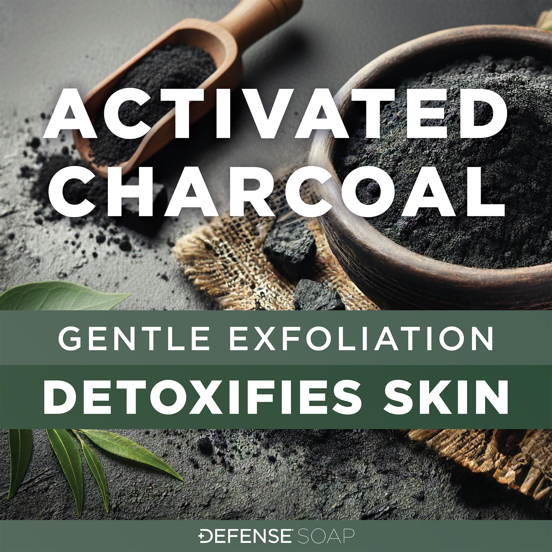 Defense Soap Antifungal Bar showing product dimensions and active ingredient details.