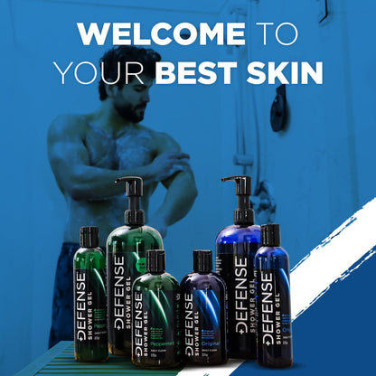 Defense Soap therapeutic natural body wash text and branding close view