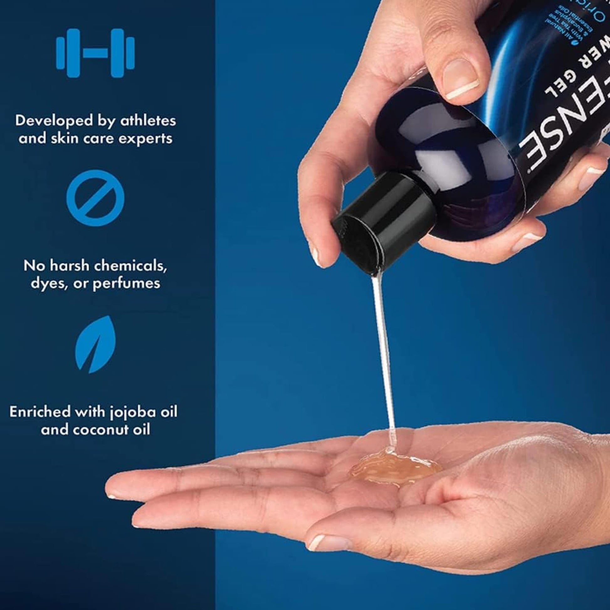 Defense Soap thirty-two ounce liquid shower gel pump mechanism top view