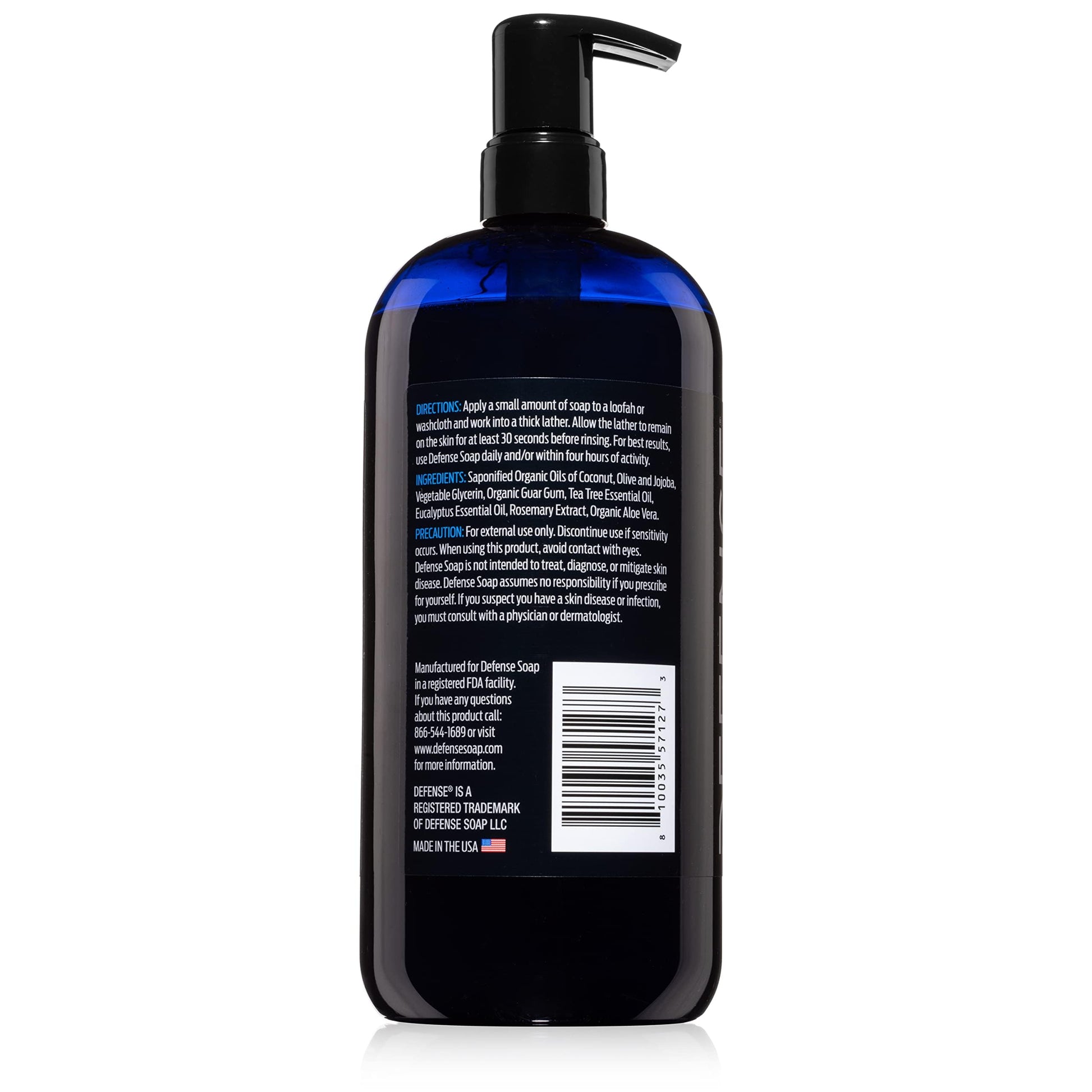 Defense Soap authentic imported sports hygiene wash texture and bottle side profile