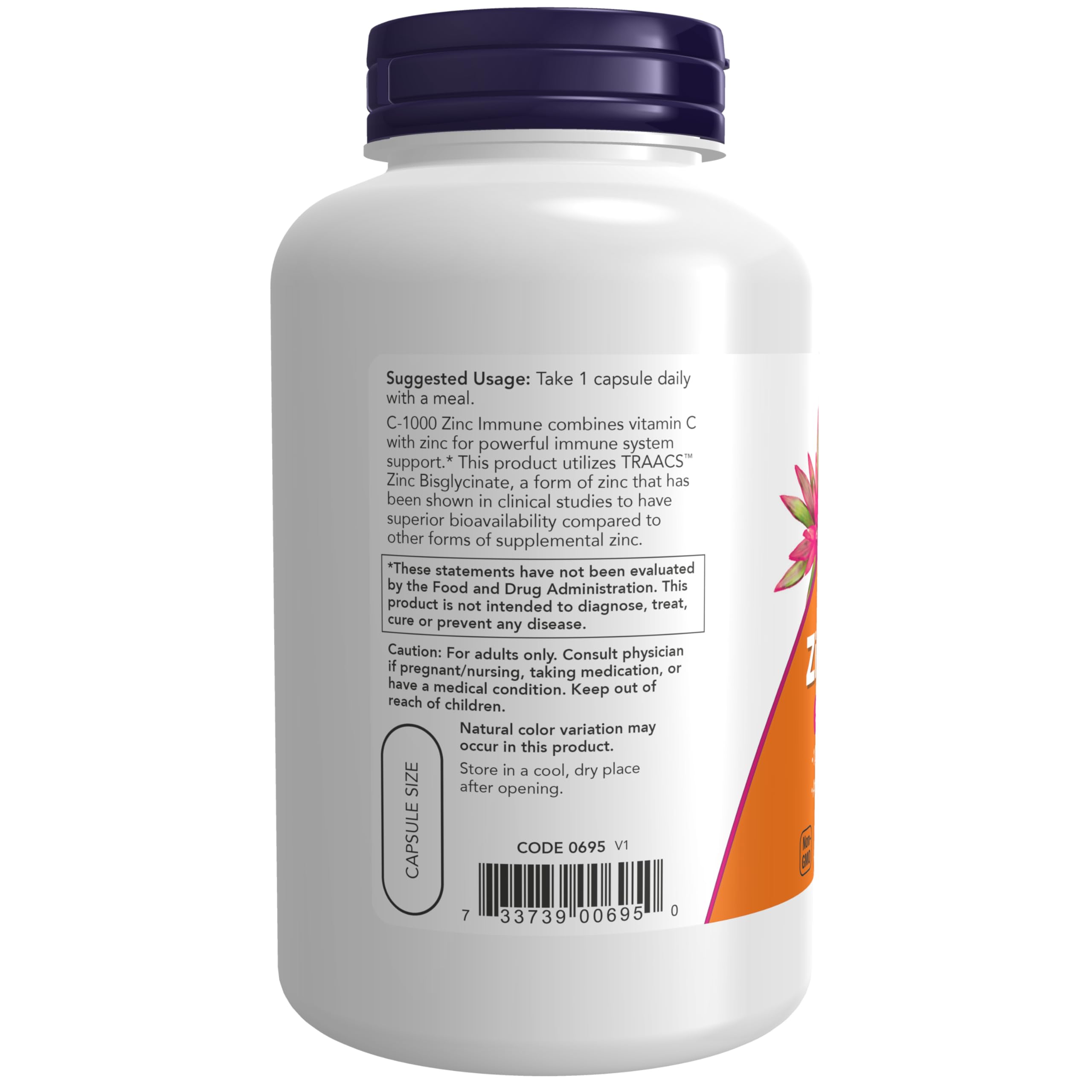 One Thousand Milligrams Vitamin C And Zinc Bisglycinate Vegetarian Capsules