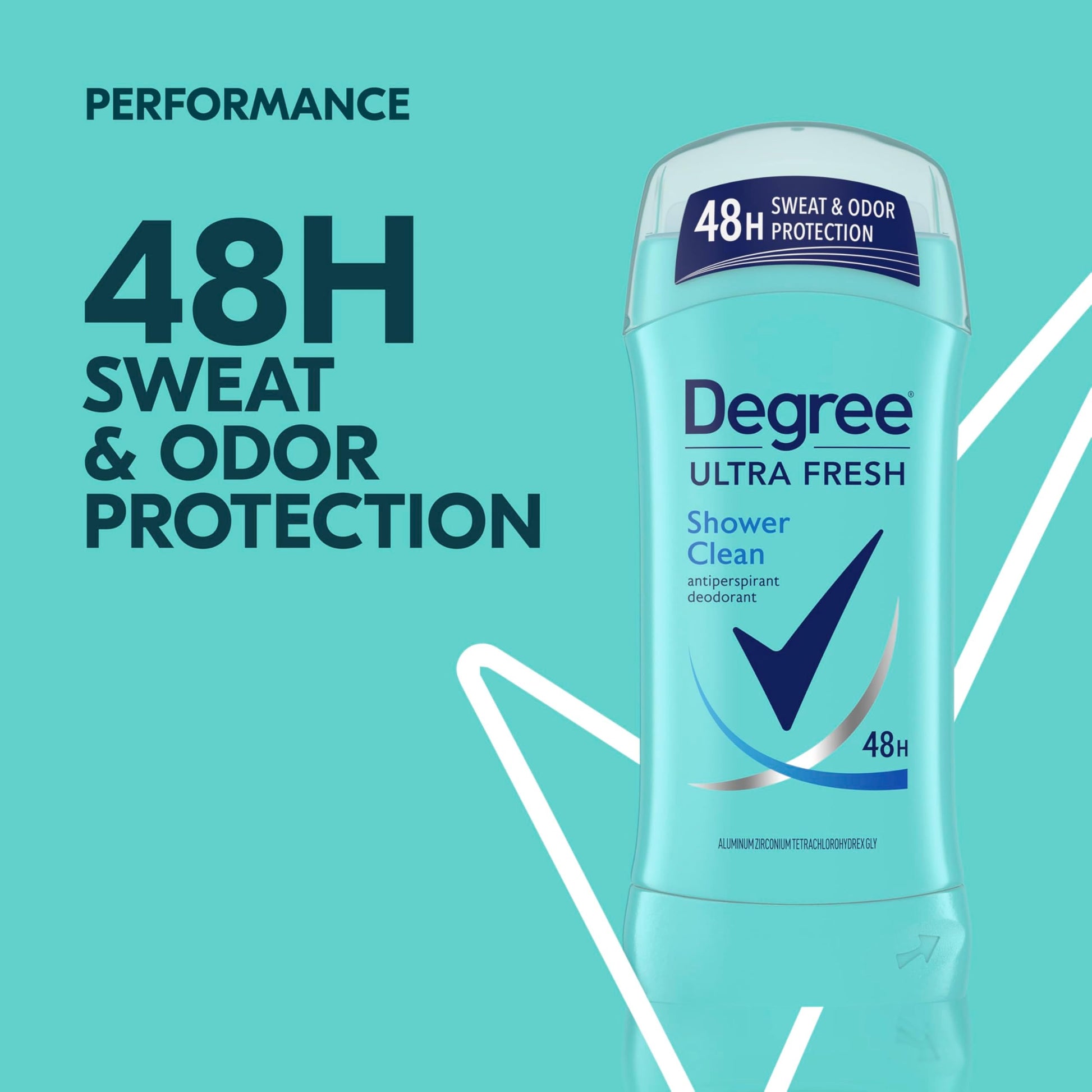 Degree 48 hour odor protection women antiperspirant stick showing label info