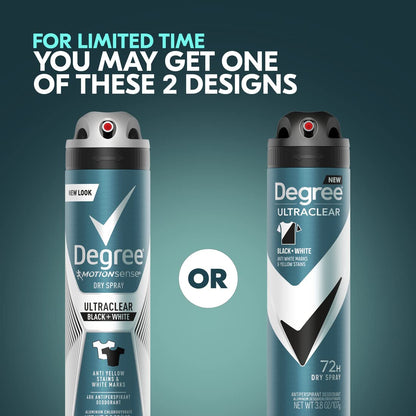 Authentic imported Degree deodorant aerosol cans showcasing the masculine amber and wood scent details