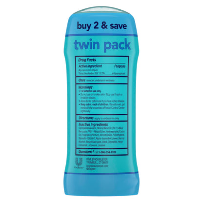 Degree Shower Clean underarm stick set of two displaying the product label details.