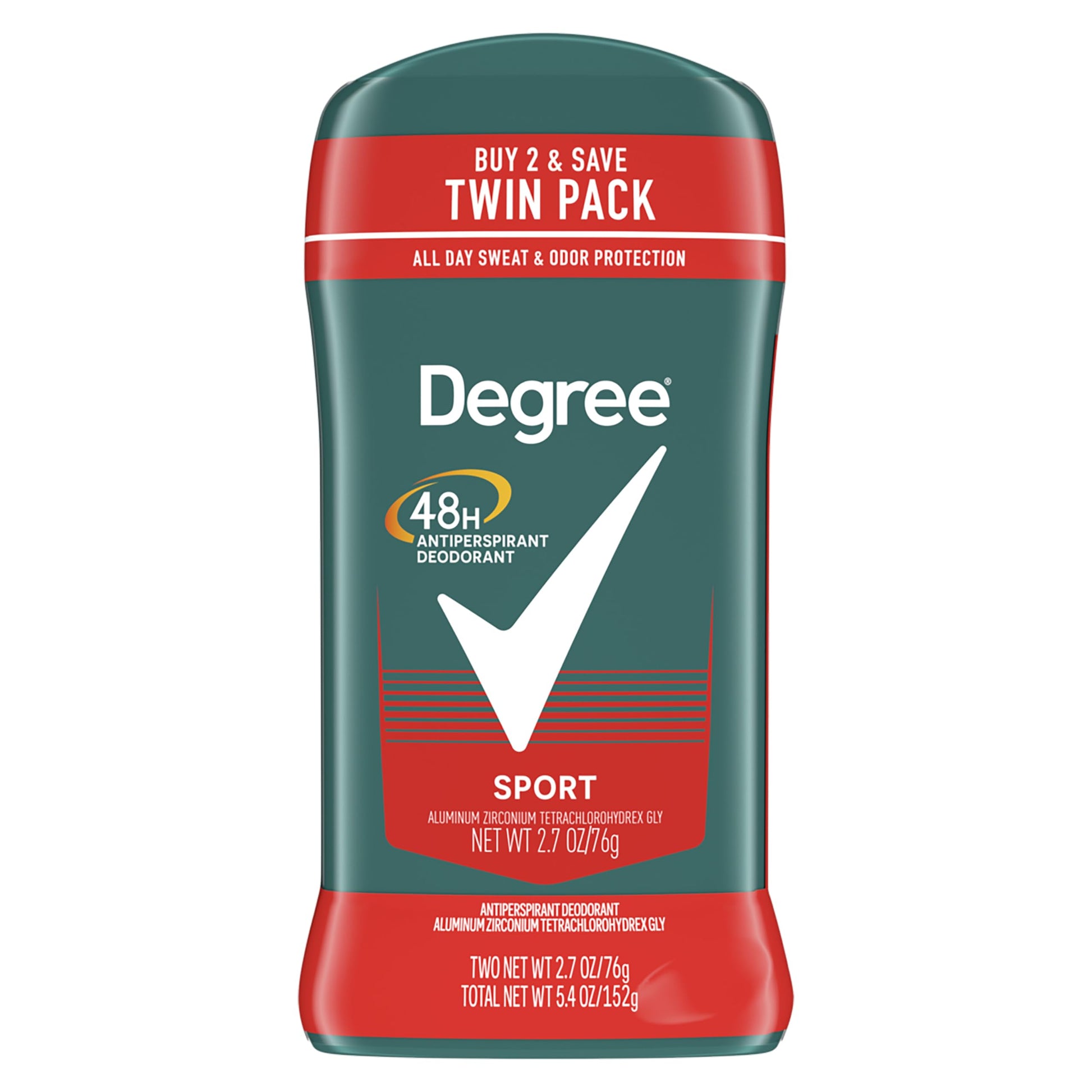 Degree Men Sport clear solid antiperspirant twin pack for active sweat protection
