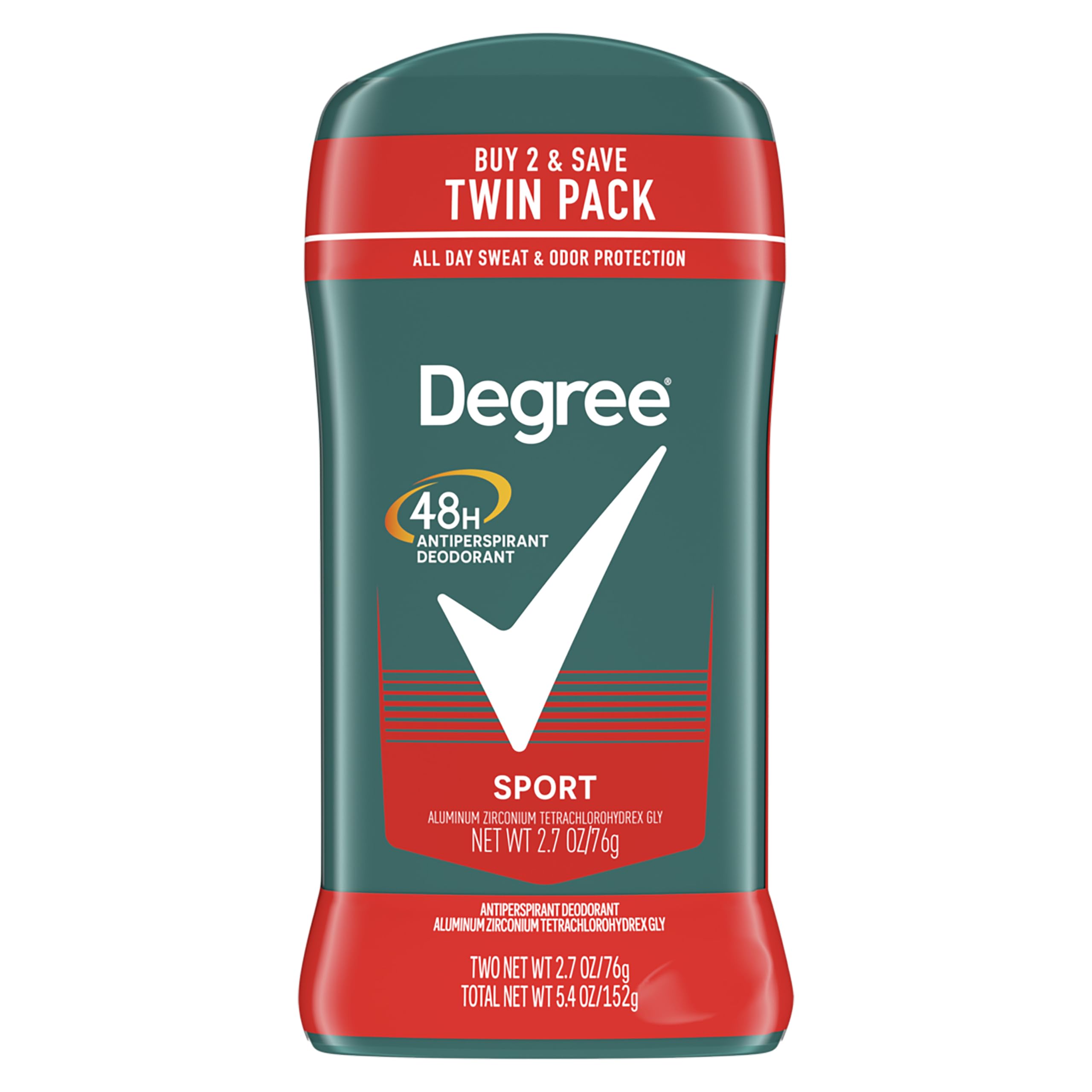 Degree Men Sport clear solid antiperspirant twin pack for active sweat protection