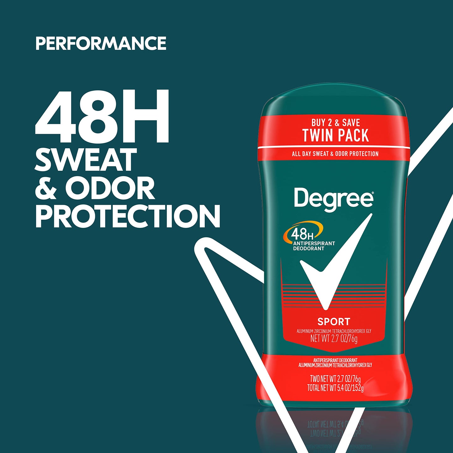 Degree Men imported USA personal care sweat defense formula twin packaging side profile