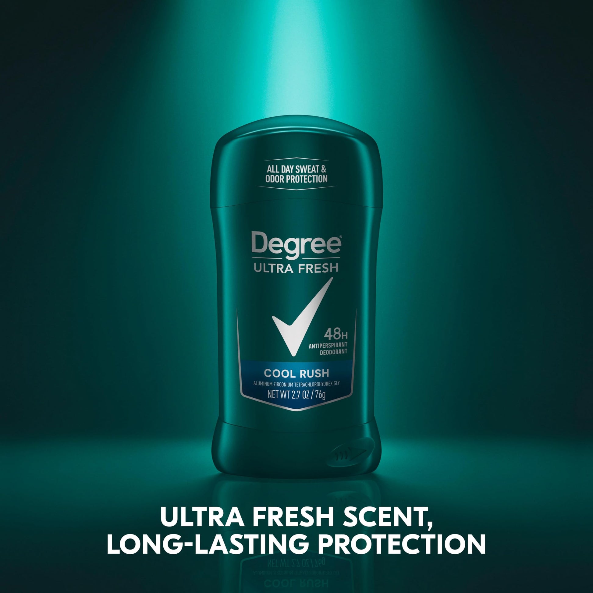 Degree Men Cool Rush underarm stick showcasing the arctic fresh grooming formulation
