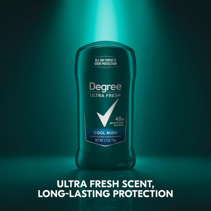 Degree Men Cool Rush underarm stick showcasing the arctic fresh grooming formulation