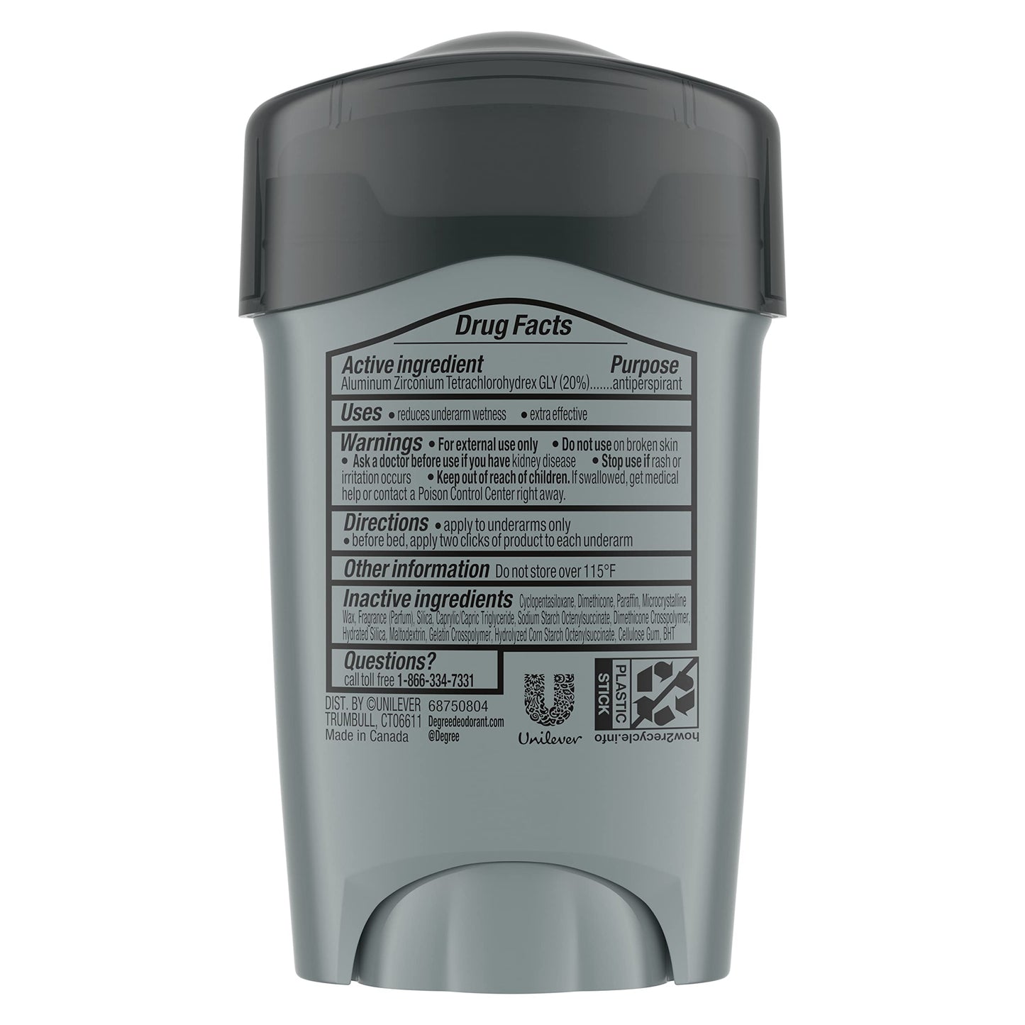 Close up of authentic Degree Men Clinical Clean scent maximum strength antiperspirant