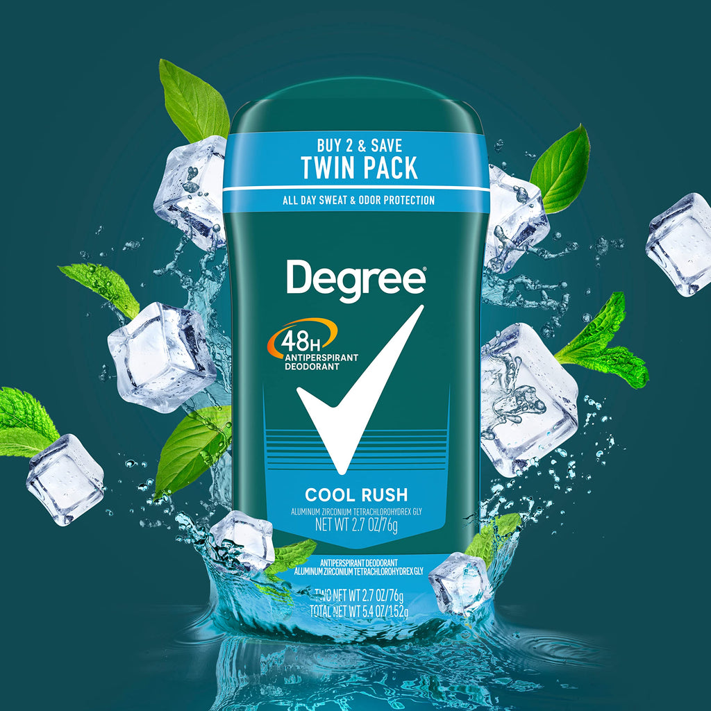 Degree Men underarm antiperspirant stick showing the body heat activated formula benefits.