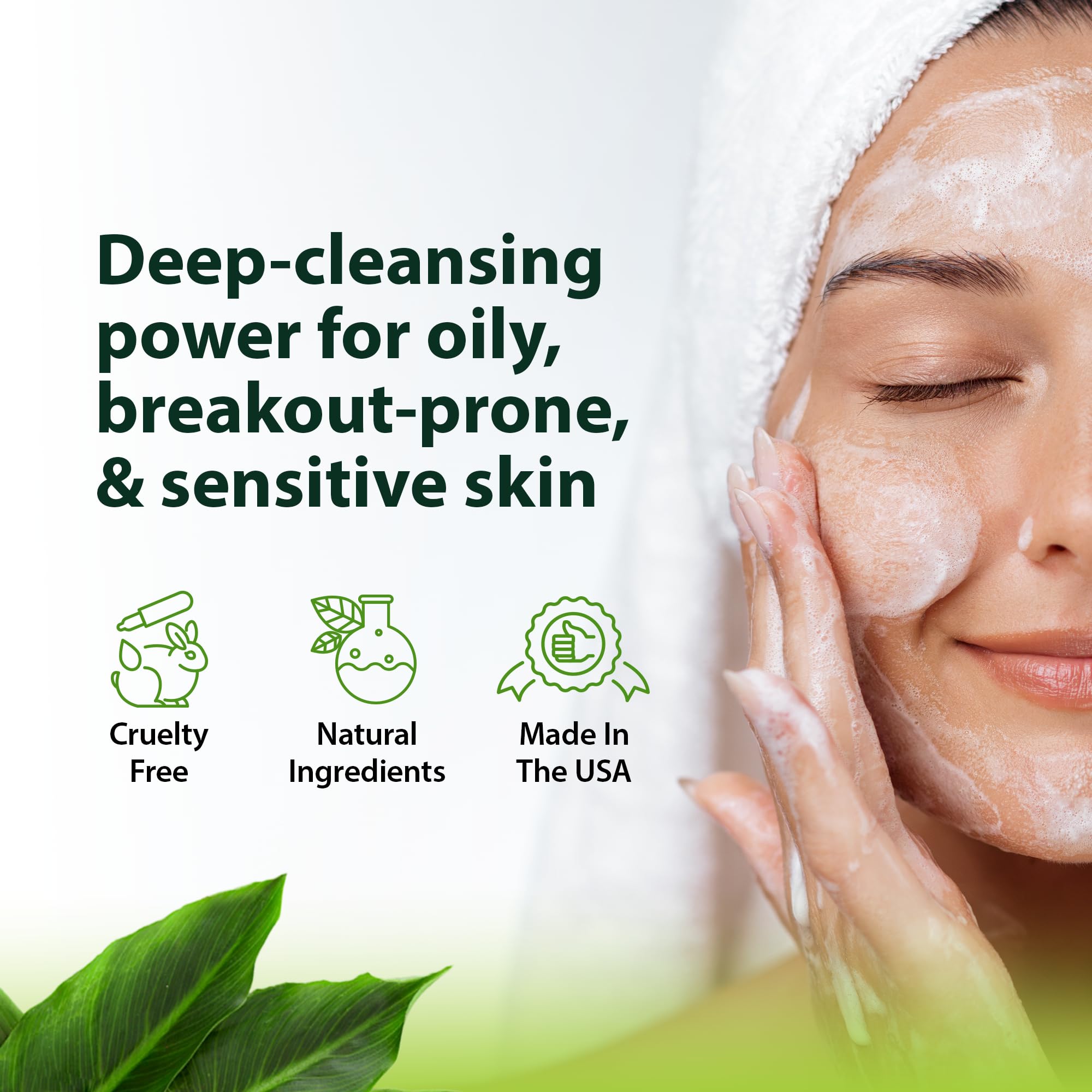 Derma-Nu tea tree and eucalyptus mint foaming face wash for acne