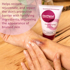 Dermend fragile skin cream dispensed on hand