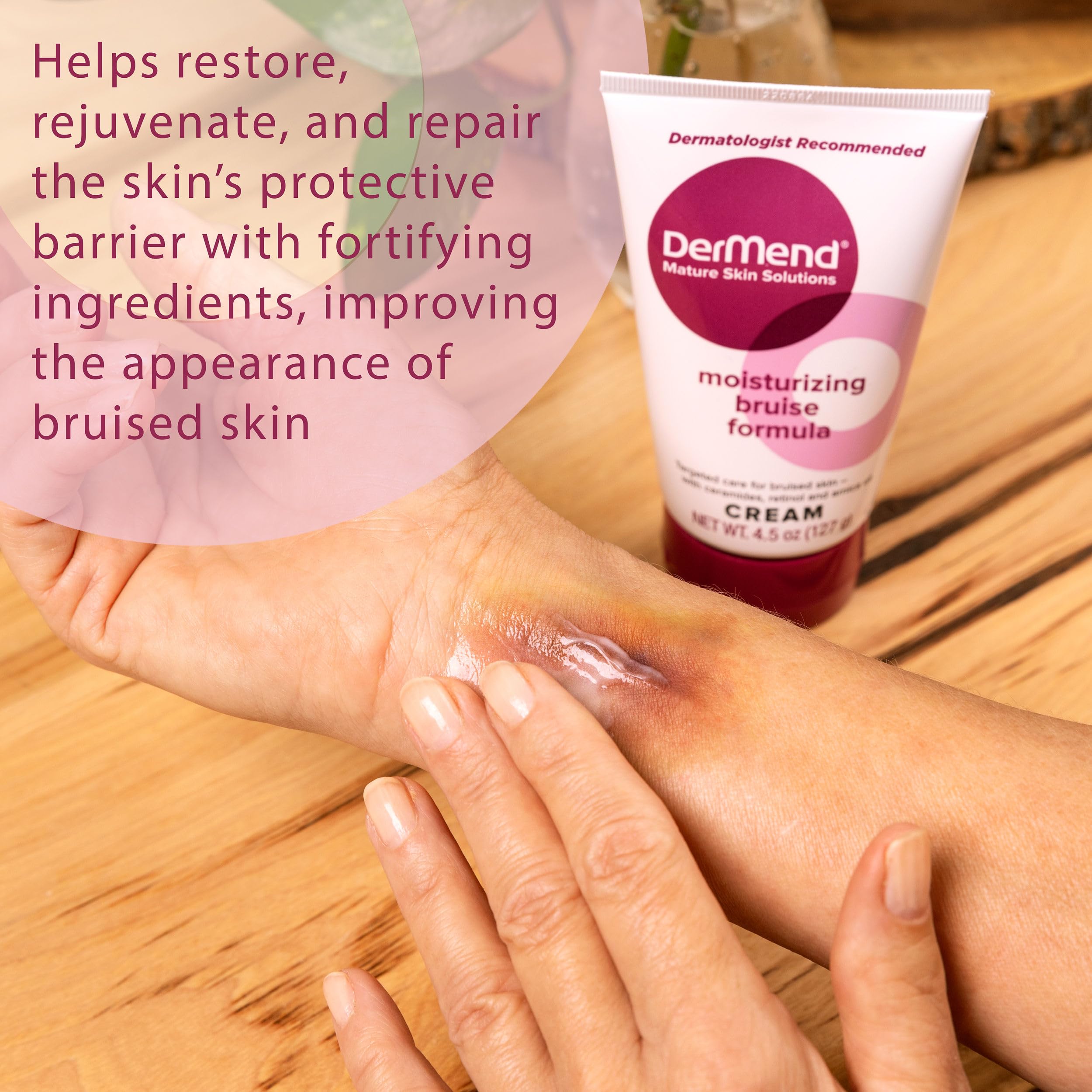 Dermatologist recommended DerMend skin repair moisturizer tube angled view