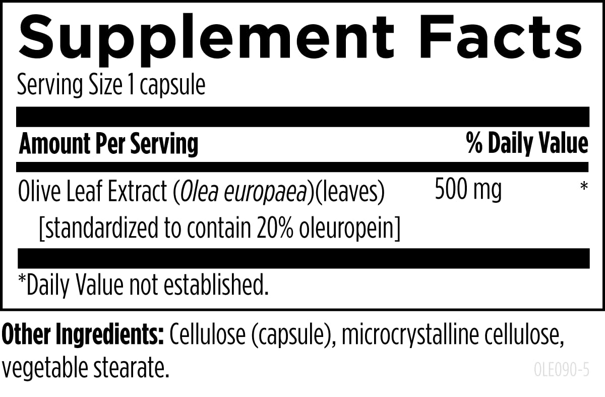 Side view of Designs For Health olive leaf extract vegetarian capsules
