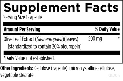 Side view of Designs For Health olive leaf extract vegetarian capsules
