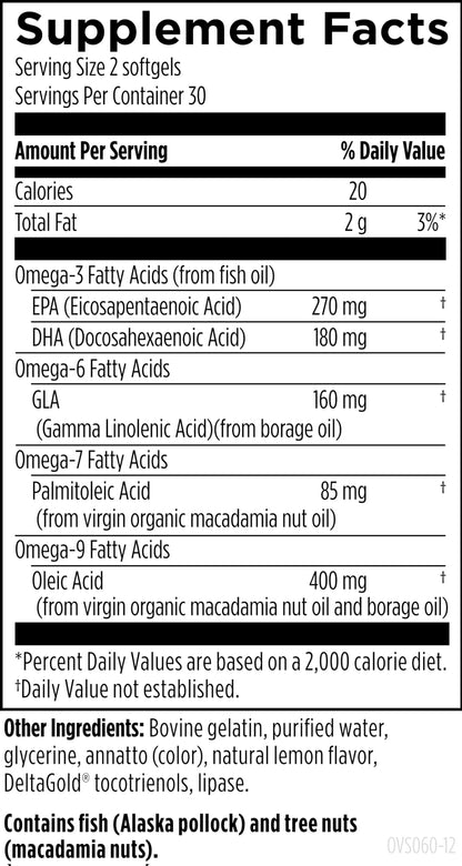 Back label of OmegAvail Synergy showing ingredients