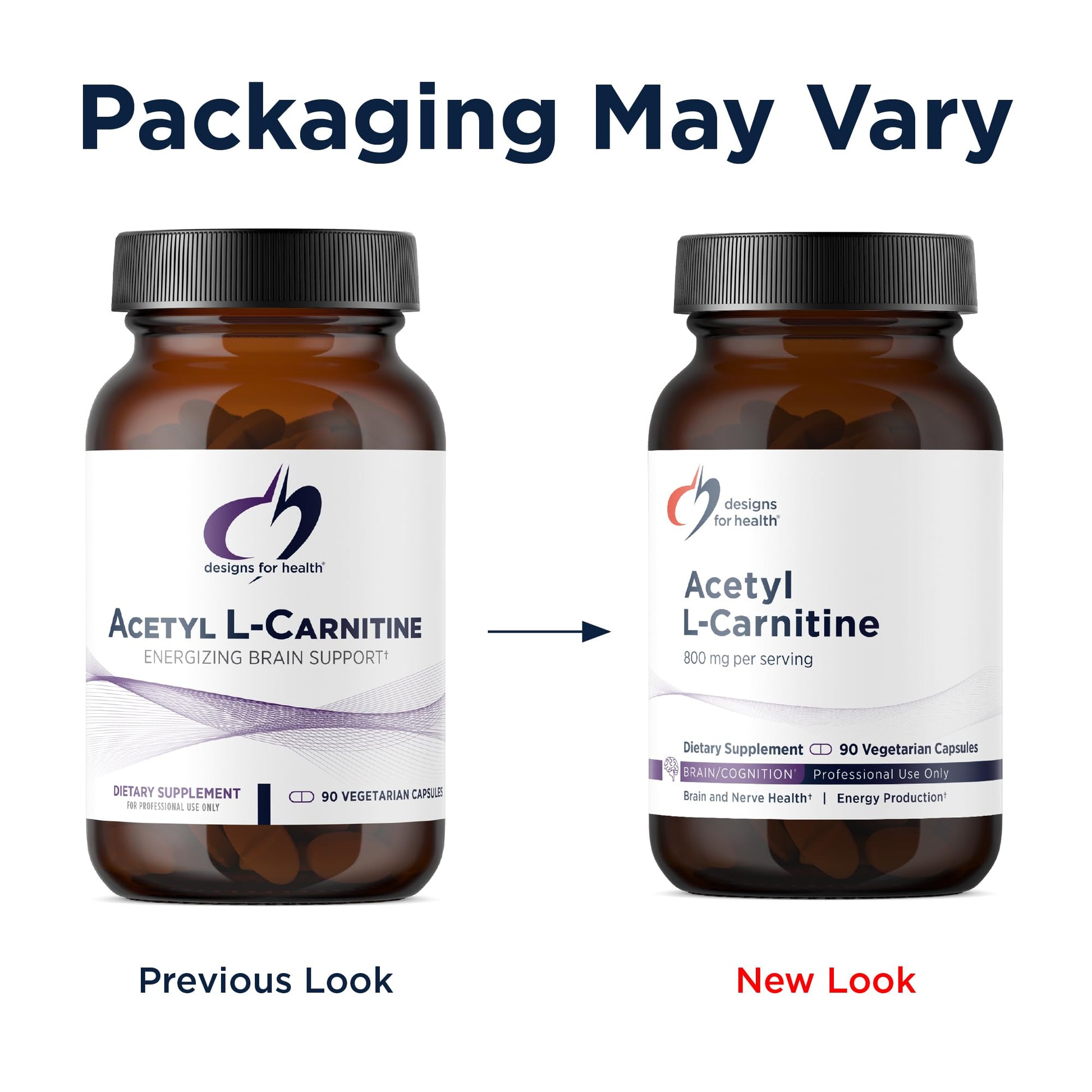 Designs for Health cognitive support supplement bottle standing upright