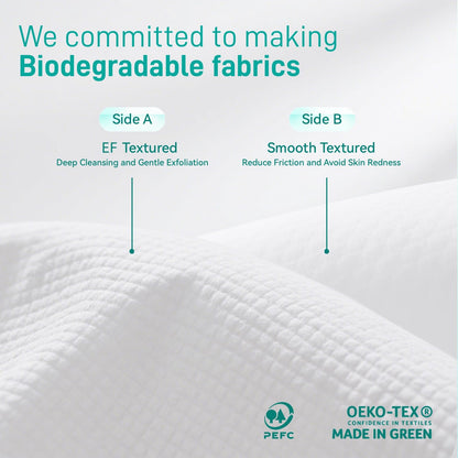 Thick biodegradable plant fiber skincare towels close up texture