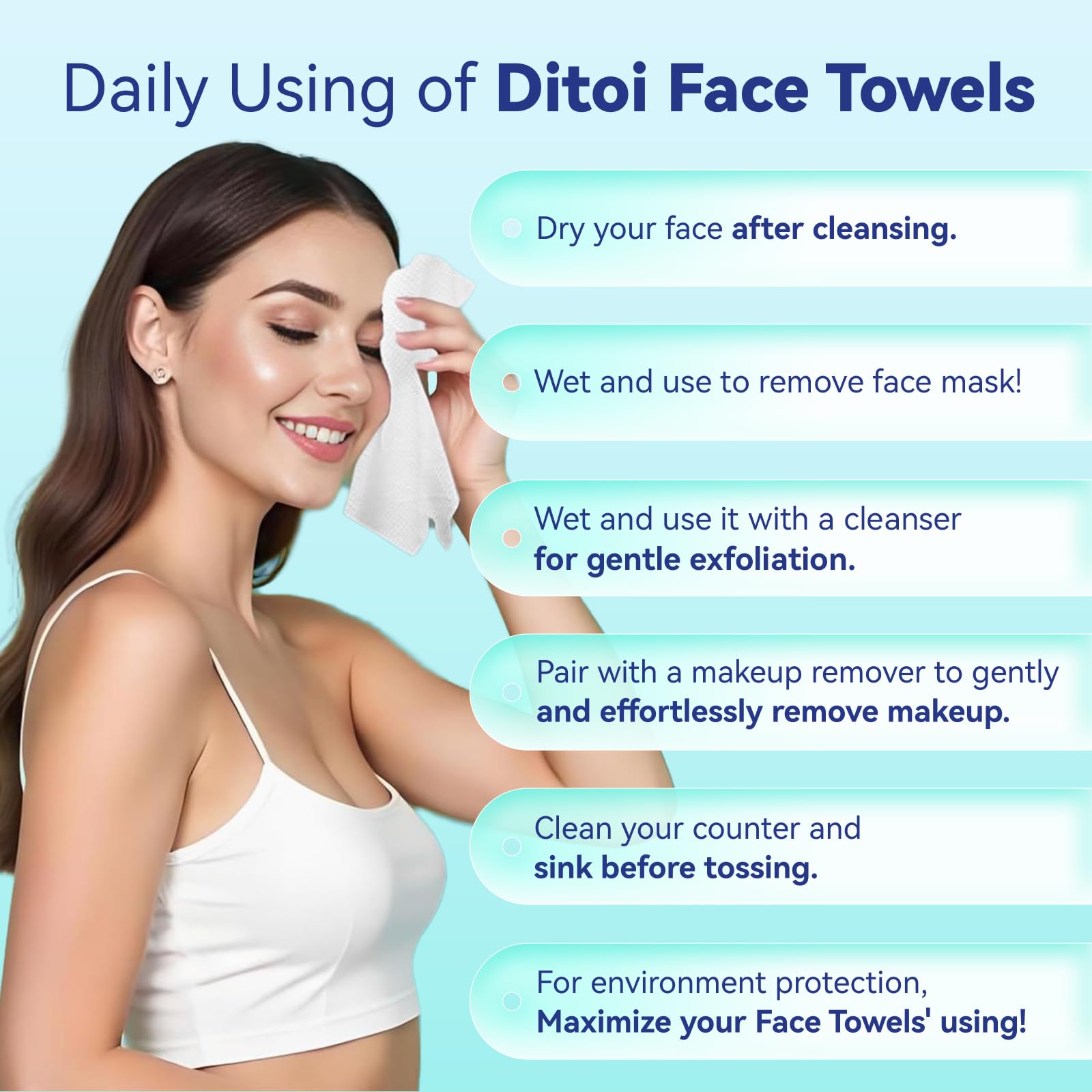 Ditoi XL clean towels displayed dry highlighting the large ten by twelve inch size.