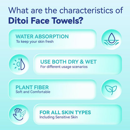 Ditoi disposable face towel being used gently for makeup removal on sensitive skin.
