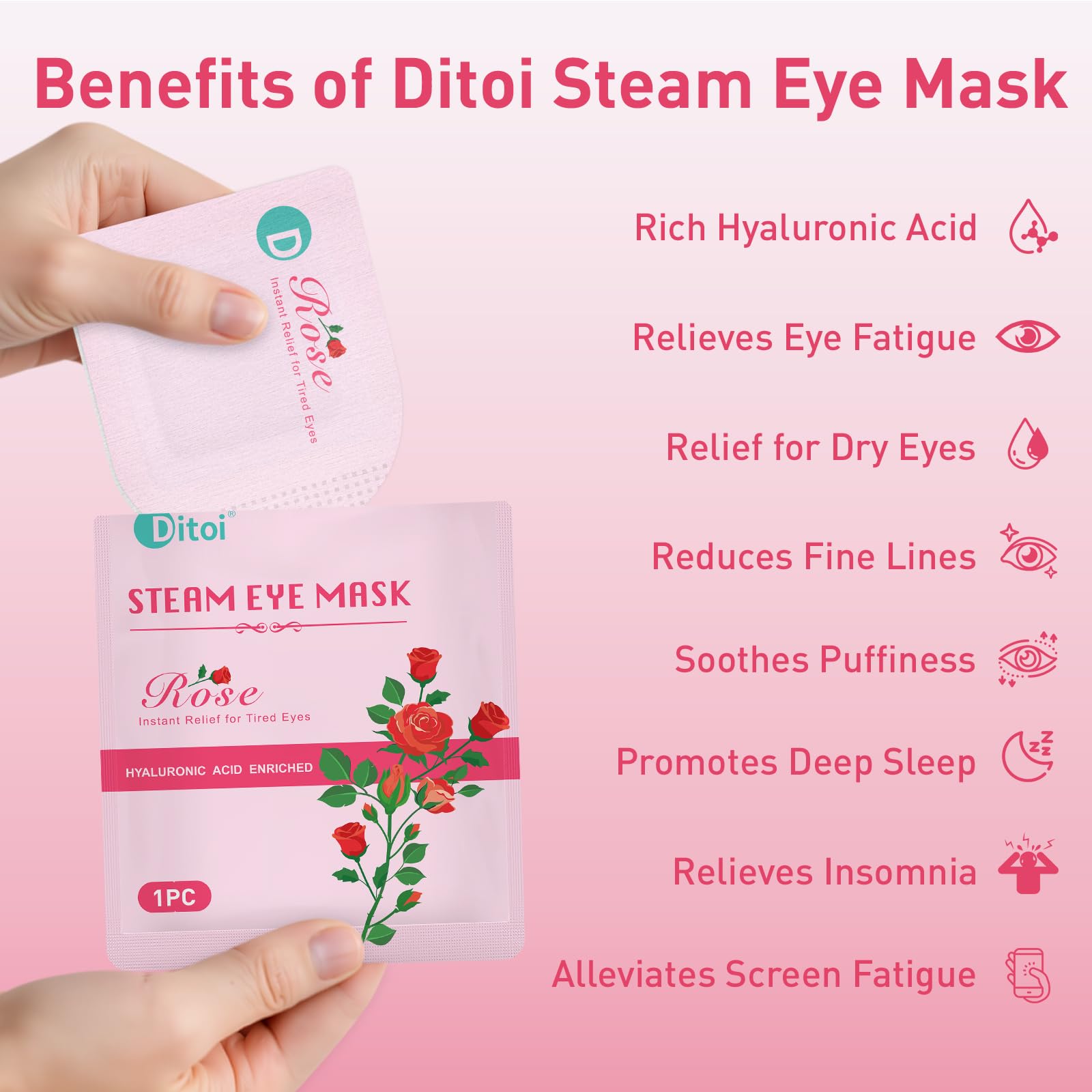 Self heating warm compress mask for dry eyes