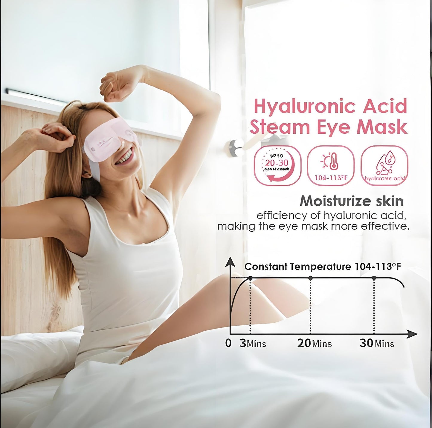Elastic ear loop design on heated eye mask