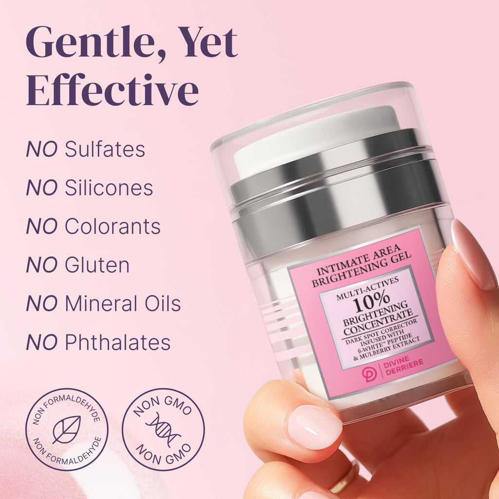 Divine Derriere skin lightening gel container with box packaging