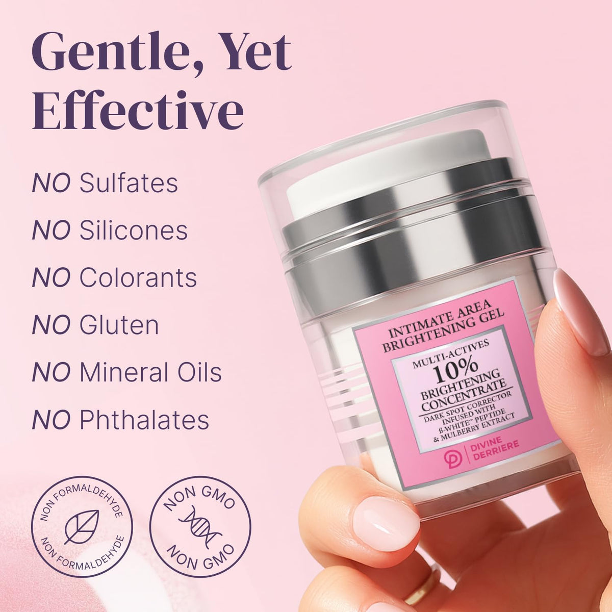 Divine Derriere skin lightening gel container with box packaging