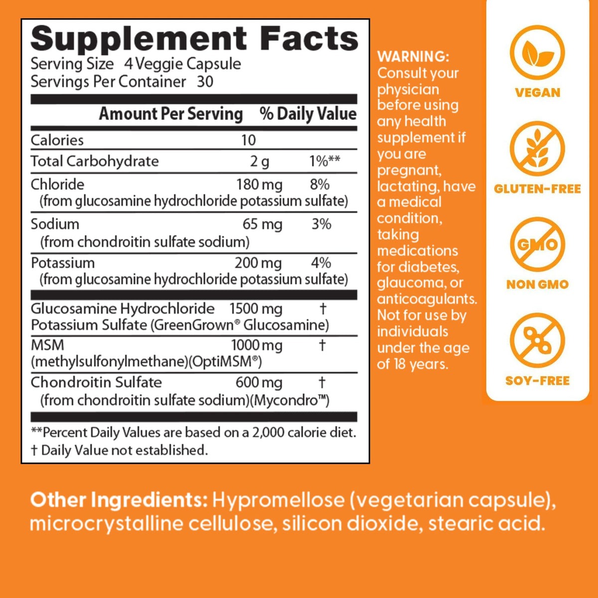 Doctor's Best vegan formula ingredients and nutritional panel view