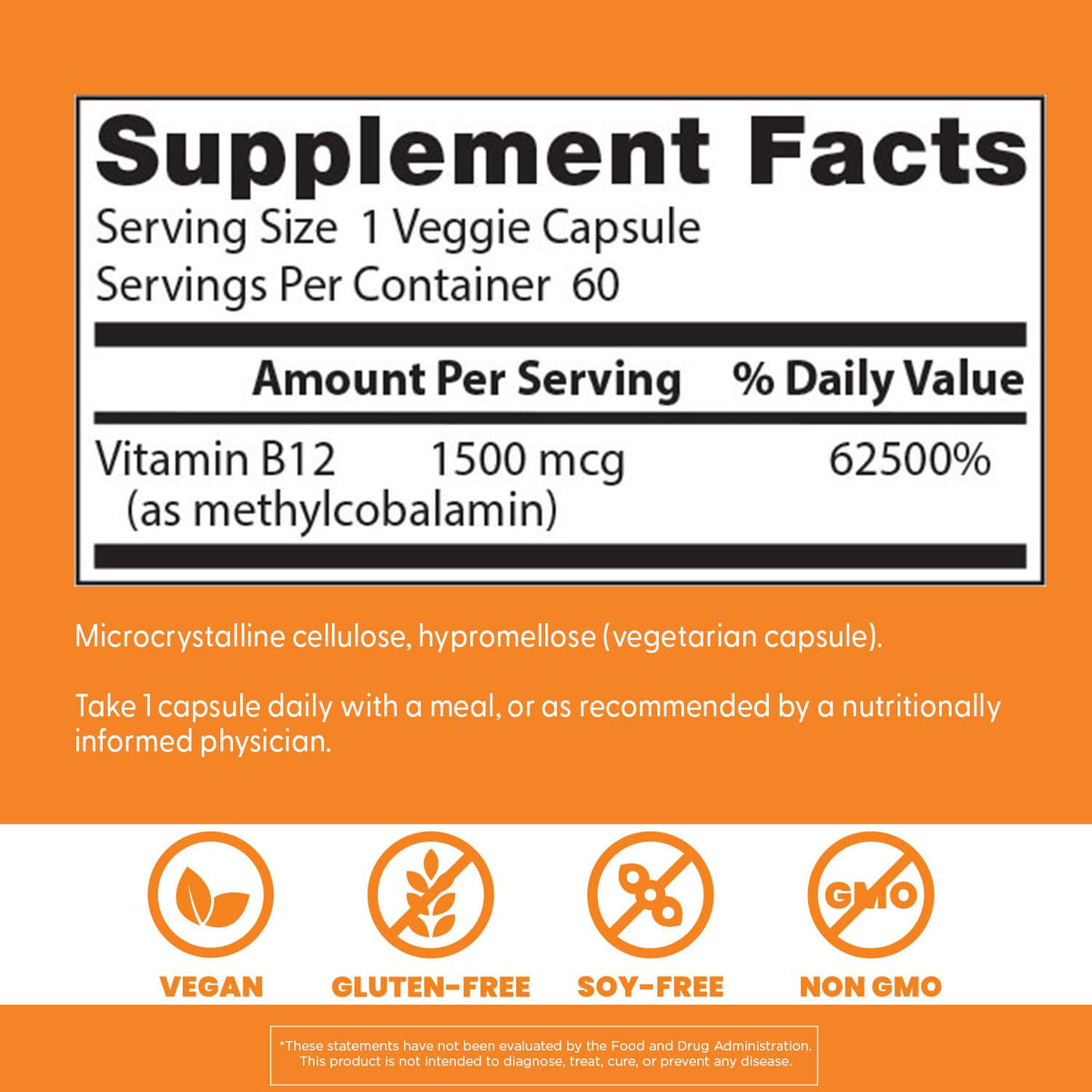 Vegetarian capsules of premium fully active vitamin B12 on clean background