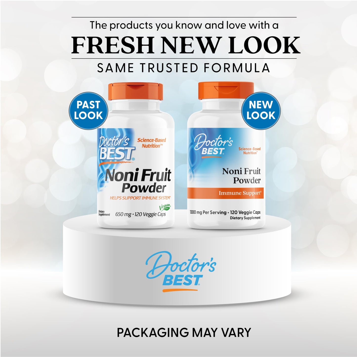Doctor's Best Noni fruit capsules supplement bottle displaying 120 veggie caps count