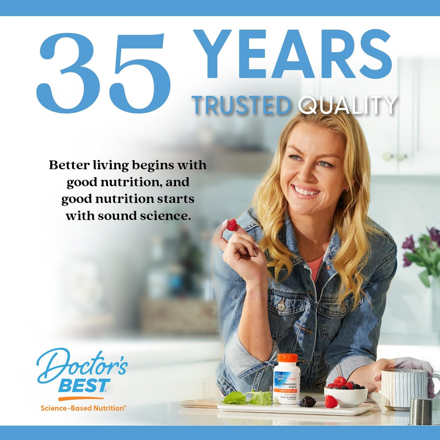 Top angle view of Doctor's Best immune support antioxidant fruit capsule bottle packaging