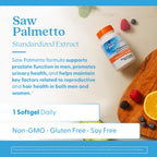 Doctor's Best Saw Palmetto capsule details showing the standardized extract non-GMO label information