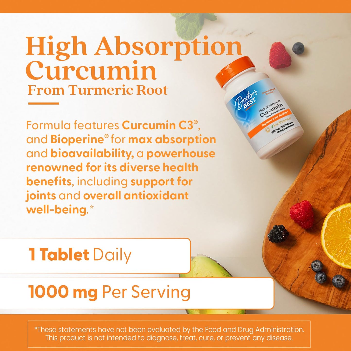 Doctor's Best High Absorption Curcumin supplement facts panel