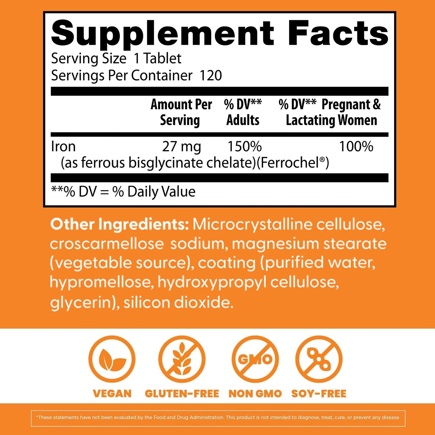 Side angle of Doctor's Best chelated iron bottle emphasizing immune health benefits.