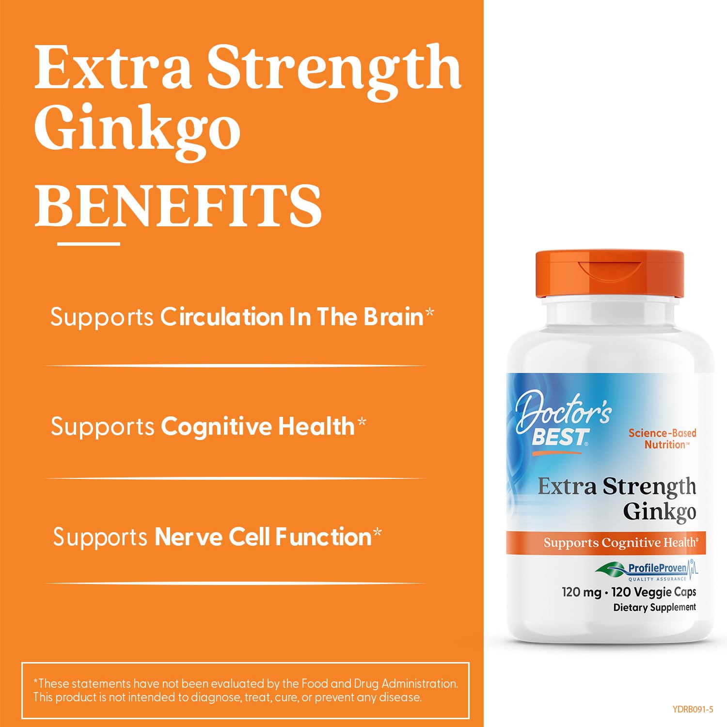 Doctor's Best Ginkgo Biloba dietary supplement side panel with ingredients list.