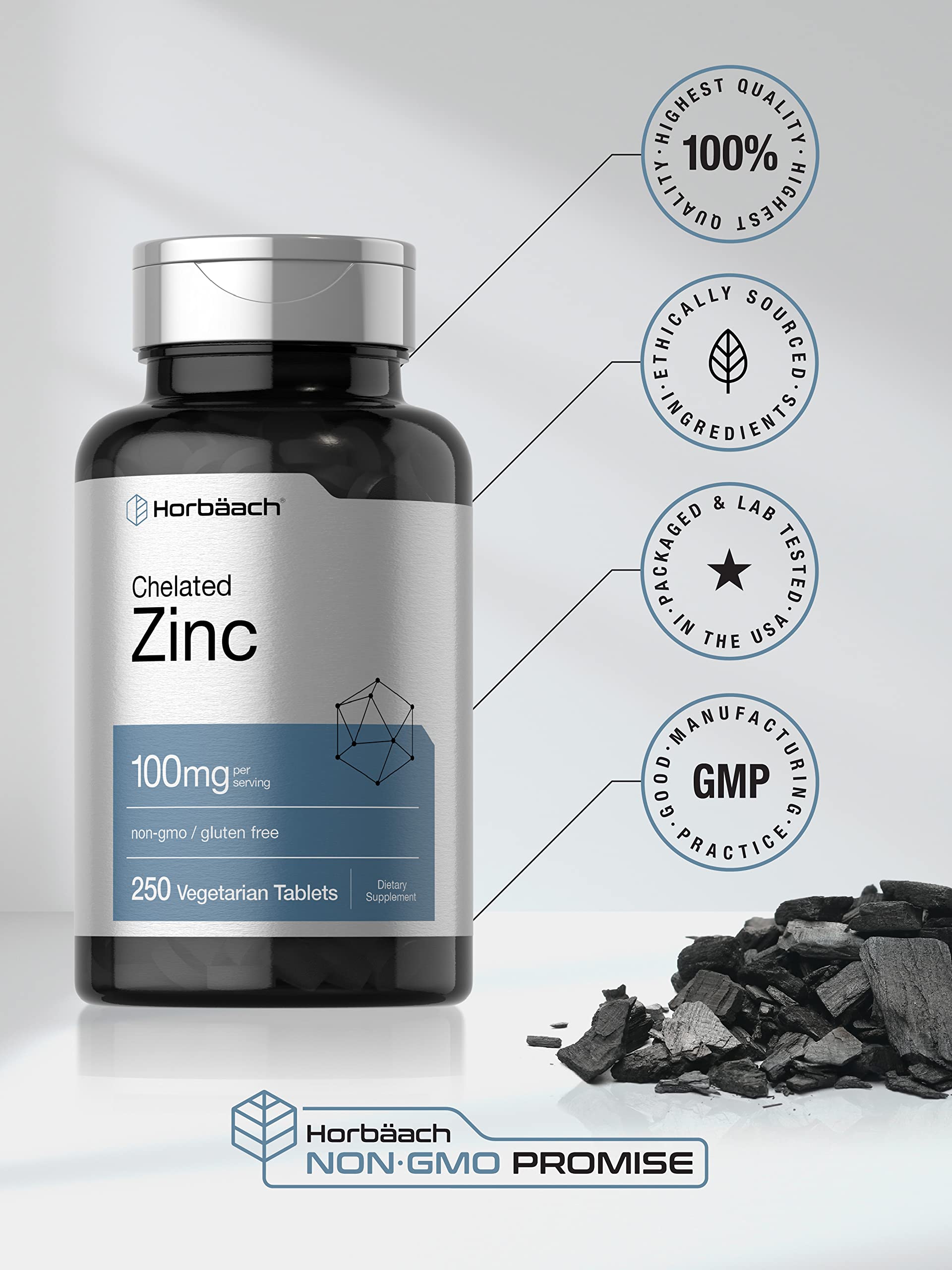 Horbäach zinc mineral supplement product packaging size details and warnings